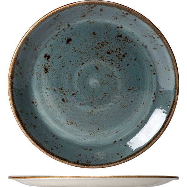 Тарелка мелкая «Крафт»; материал: фарфор; диаметр=202, высота=16 мм; синий