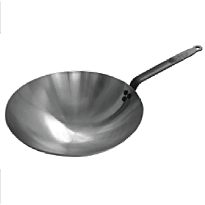 Сковорода «Вок»; белая сталь; диаметр=35.5, высота=10, длина=61 см.; серый