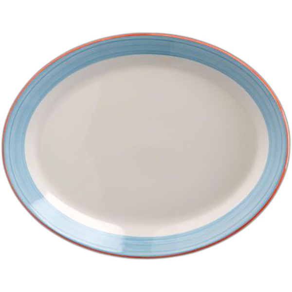 Блюдо овальное «Рио Блю»; материал: фарфор; длина=28 см.; белый, синий