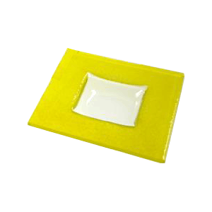 Тарелка квадратная «Бордер»; стекло; длина=13, ширина=13 см.; желтый