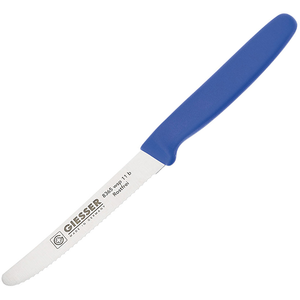 Нож кухонный; ручка синяя; сталь нержавеющая,пластик; длина=11 см.