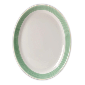 Блюдо овальное «Рио Грин»; материал: фарфор; длина=20 см.; цвет: белый, зеленый