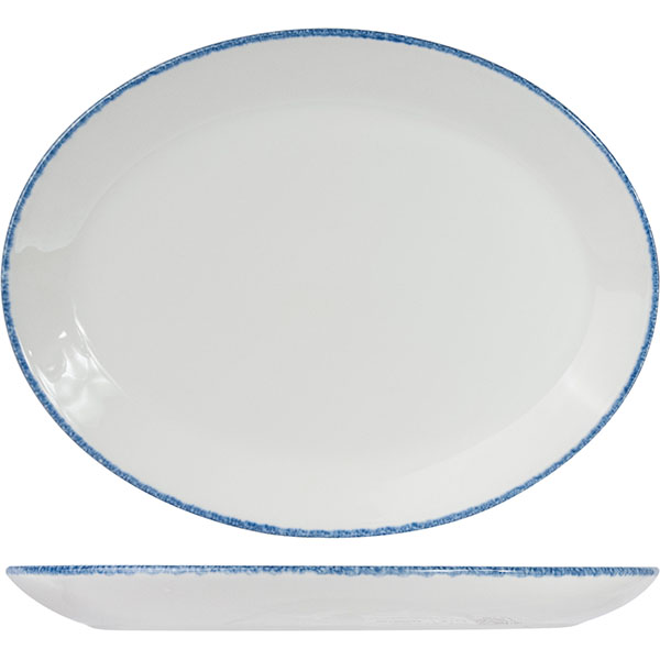 Блюдо овальное «Блю дэппл»; материал: фарфор; высота=2.7, длина=34, ширина=27 см.; белый, синий