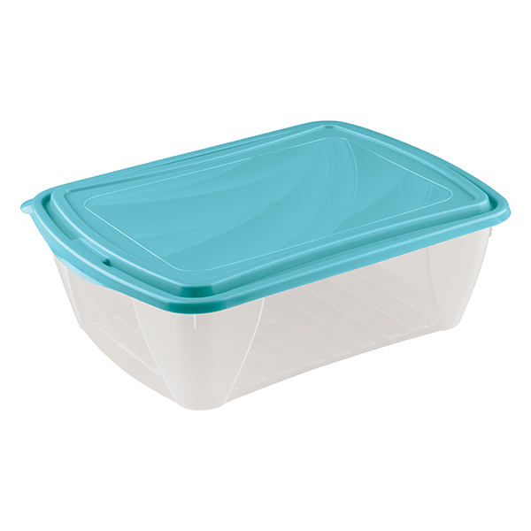 Контейнер с крышкой для холодильника и микроволновой печи «Бриз»; полипропилен; 1.75л; прозрачный,голубой
