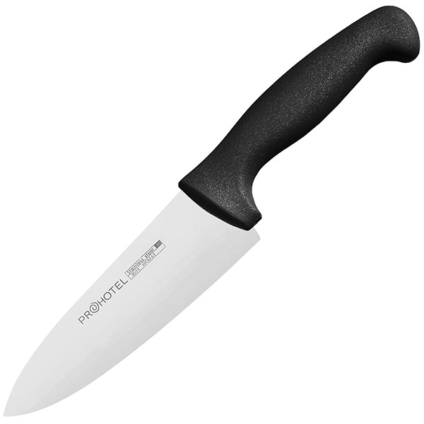Нож поварской «Проотель»; сталь нержавеющая,пластик; L=29/15,B=4.5см; металлический ,черный