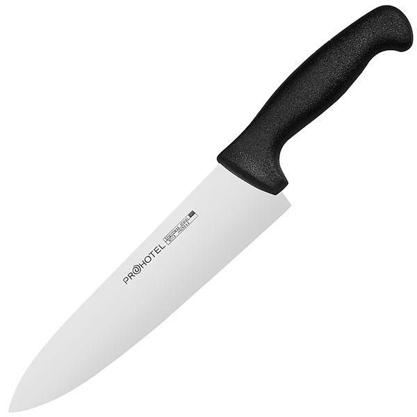 Нож поварской «Проотель»; сталь нержавеющая,пластик; L=34/20,B=4.7см; металлический ,черный
