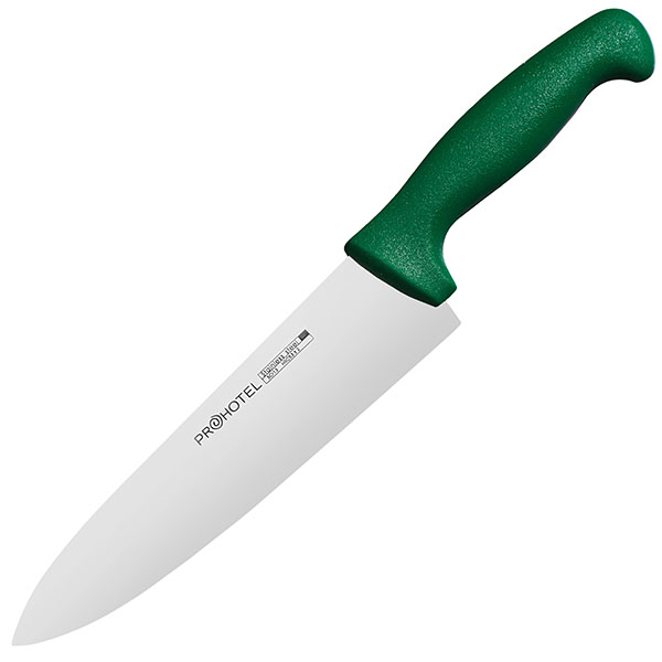 Нож поварской «Проотель»; сталь нержавеющая,пластик; L=34/20,B=4.5см; металлический ,зеленый