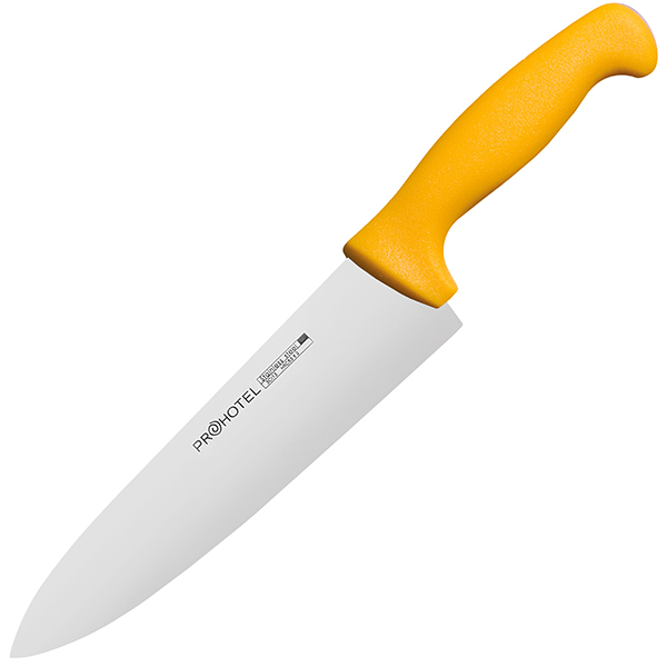 Нож поварской «Проотель»; сталь нержавеющая,пластик; L=34/20,B=4.5см; металлический , желтый