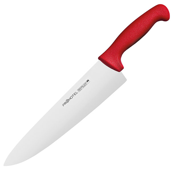 Нож поварской «Проотель»; сталь нержавеющая,пластик; L=38/24,B=5.5см; металлический , красный