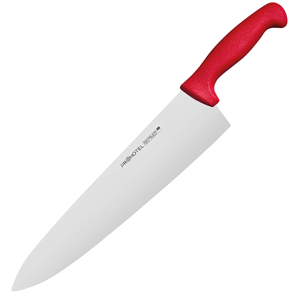 Нож поварской «Проотель»; сталь нержавеющая,пластик; L=43.5/28.5,B=6.5см; металлический , красный