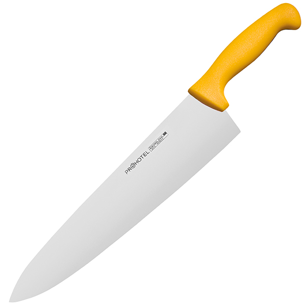 Нож поварской «Проотель»; сталь нержавеющая,пластик; L=43.5/28.5,B=6.5см; металлический , желтый