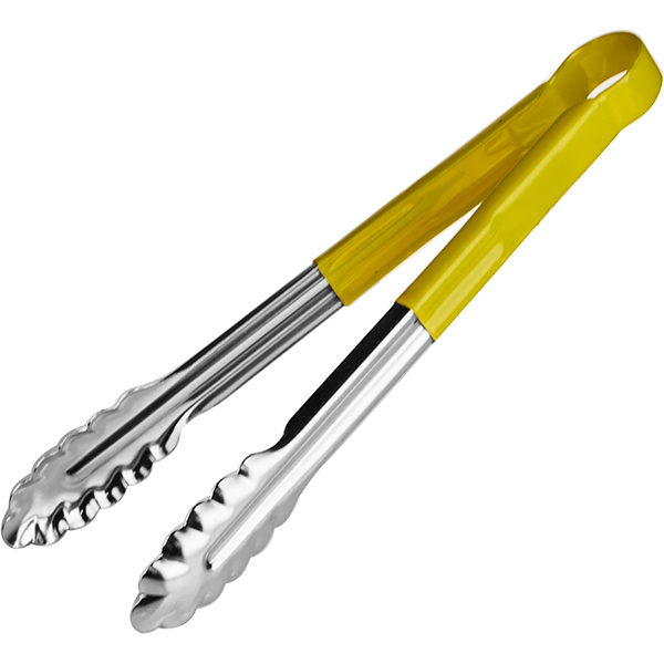 Щипцы универсальные желтая ручка «Проотель»  сталь нержавеющая,резина  L=30см ProHotel