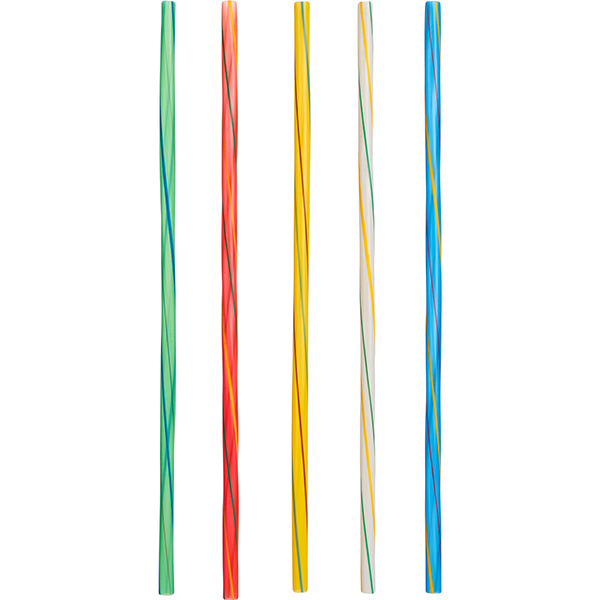 Трубочки без изгиба витая полоса [500 шт]  D=0.8,L=24см  разноцветный ЛОТОС