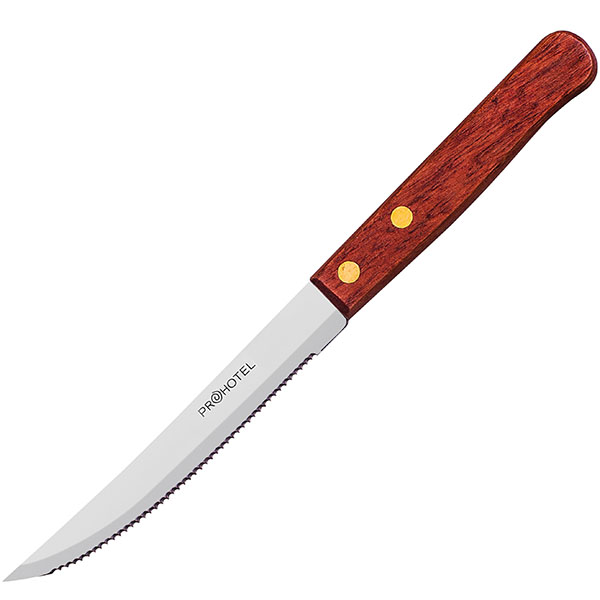 Нож для стейка «Проотель»; сталь нержавеющая, дерево; L=11см; металлический, коричневый