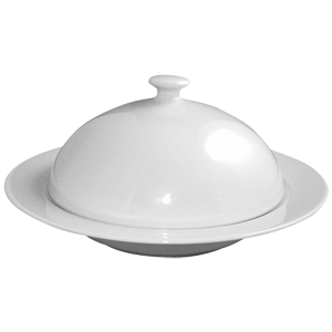 Баранчик с блюдом; материал: фарфор; 190 мл; диаметр=20/13, высота=12 см.; белый