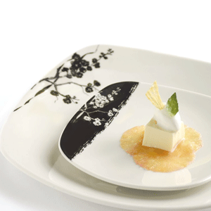 Блюдце «Джапоника»; материал: фарфор; диаметр=148, высота=20 мм; белый,цвет: черный