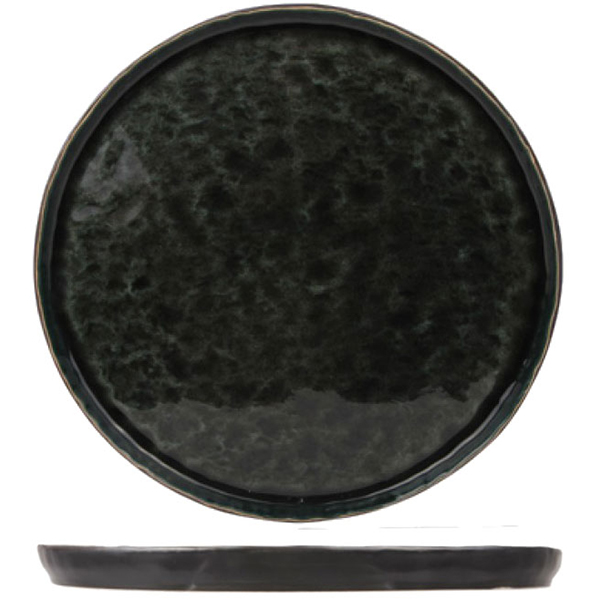 Тарелка мелкая; керамика; D=27см; коричневый ,зеленый 