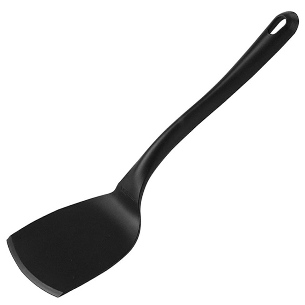 Лопатка кухонная жаропрочная; нейлон; длина=35/12, ширина=9.5 см.; цвет: черный
