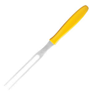 Вилка для мяса; сталь, пластик; длина=130 мм; желтый 
