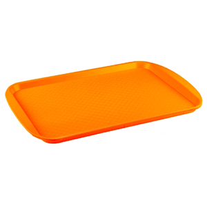 Поднос прямоугольный; пластик; высота=1.5, длина=42, ширина=30 см.; оранжевый цвет