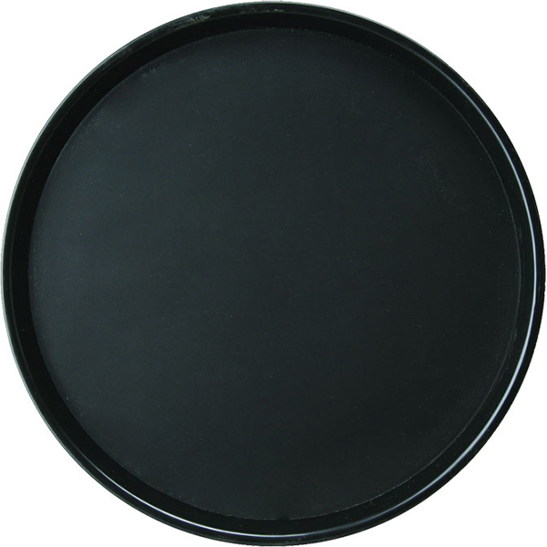 Поднос круглый; полипропилен,прорезиненный; диаметр=406, высота=25 мм; цвет: черный