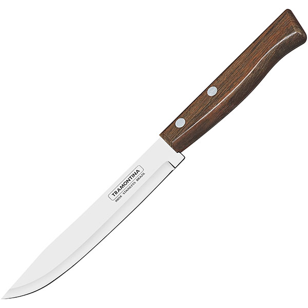 Нож кухонный универсальный; сталь, дерево; длина=27/15, ширина=2.9 см.; металлический, коричневый