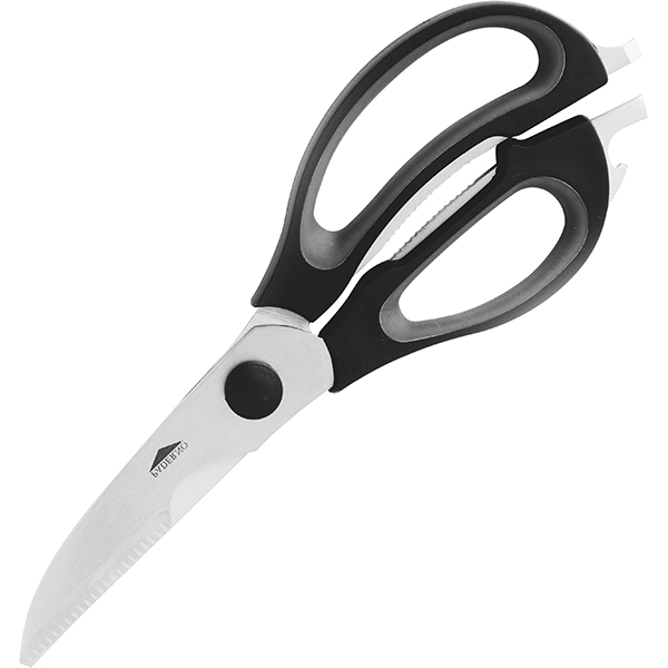 Ножницы кухонные; сталь, пластик; длина=22/12, ширина=2 см.; цвет: черный