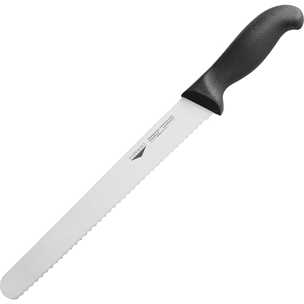Нож для хлеба; сталь, пластик; длина=38/25, ширина=3 см.; цвет: черный