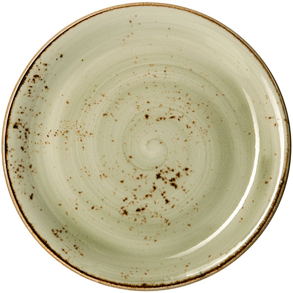 Тарелка мелкая «Крафт»; материал: фарфор; диаметр=202, высота=15 мм; зеленый