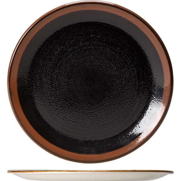 Тарелка мелкая «Кото»; материал: фарфор; диаметр=25 см.; цвет: черный, коричневый