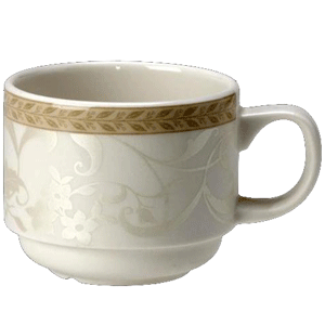Чашка чайная «Антуанетт»; материал: фарфор; 170 мл; диаметр=70, высота=65, длина=100 мм; белый,оливковый 