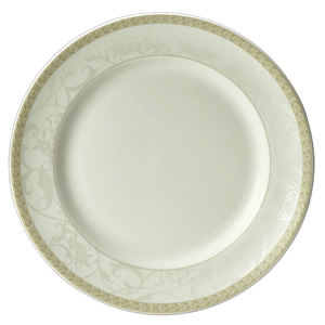 Тарелка мелкая «Антуанетт»; материал: фарфор; диаметр=22.5 см.; белый,оливковый