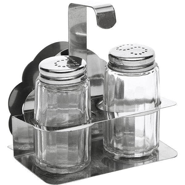 Набор соль/перец и салфетница; сталь нержавеющая,стекло; 50 мл; высота=90, длина=100, ширина=75 мм; серебряные,прозрачный