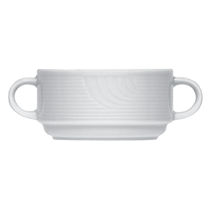 Супница, Бульонница (бульонная чашка) «Карат»; материал: фарфор; 300 мл; диаметр=10, высота=5, длина=15 см.; белый