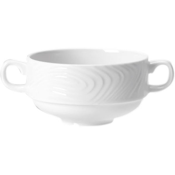 Супница, Бульонница (бульонная чашка) с ручками «Оптик»; материал: фарфор; 290 мл; диаметр=10, высота=5 см.; белый