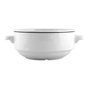 Супница, Бульонница (бульонная чашка) «Блэк Лайн»; материал: фарфор; 285 мл; диаметр=11, высота=6 см.; белый, цвет: черный