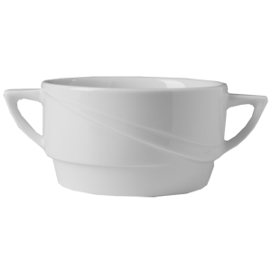 Супница, Бульонница (бульонная чашка) «Атлантис»; материал: фарфор; 250 мл; диаметр=10.5, высота=5.8, длина=15.5, ширина=10.5 см.; белый